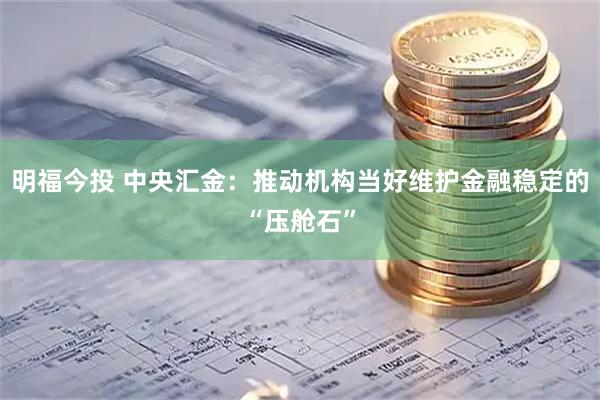 明福今投 中央汇金：推动机构当好维护金融稳定的“压舱石”